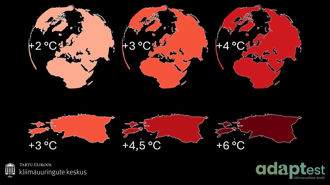 3 maakera ja 3 Eesti kaarti, kus peal temperatuurid